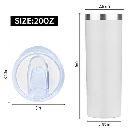 HASLE OUTFITTERS 20 oz Skinny Tumblers Bulk Set, Stainless Steel Insulated Slim Tumblers with Lids, Reusable Double Wall Travel Coffee Mugs, Durable Powder Coated Travel Water Cups(White, 8) - color: White, size: 20 oz (8 Count)