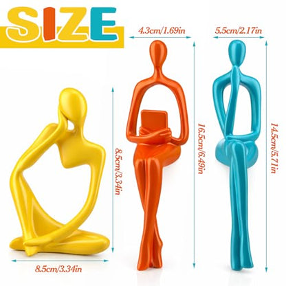 AceOrbit 3 Pcs Mid Century Modern Decor Thinker Statues Bookshelf Decor Thinker Sculptures Abstract Art Ornament Modern Aesthetic Figurine for Home Bedroom Office Shelf Table Desk Bookshelf Decoration - style: Thinker
