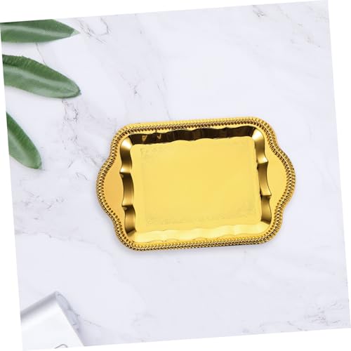 Antique Floral Engraved Serving Tray Rectangular Metal Platter for Beverages and Desserts Elegant Buffet and Wedding Decor Reflective Finish for Stunning Presentation