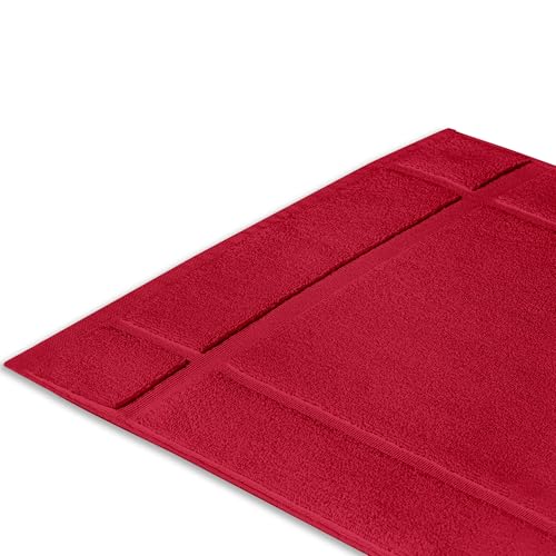 100% Cotton Bath Mat 24x17 Inches, 1350 GSM Thick Plush, Soft Absorbent, Oeko-Tex Certified, Durable Construction– Red - color: Red