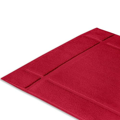 100% Cotton Bath Mat 24x17 Inches, 1350 GSM Thick Plush, Soft Absorbent, Oeko-Tex Certified, Durable Construction– Red - color: Red