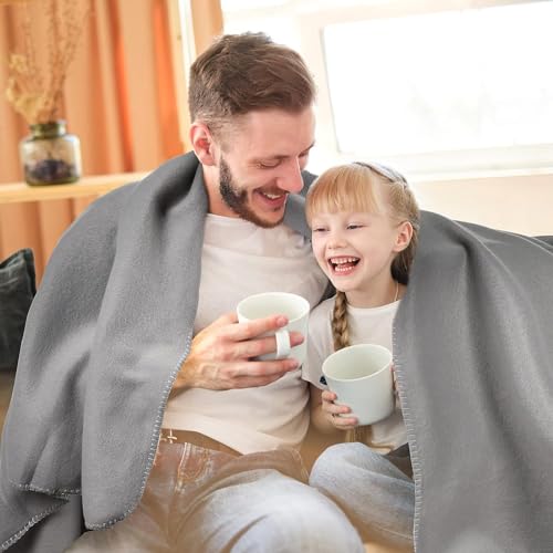 50x60 Throw Blankets, Ultra Soft Hypoallergenic Fleece Fall Throw Blanket for Livingroom, Couch, Chair, Bed, Grey Heather - color: Heather Grey