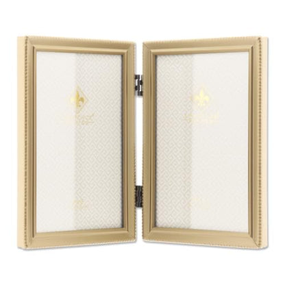 Lawrence Frames Bead Border Design, 4x6 Double, Satin Gold - color: Satin Gold, size: 4x6 Double