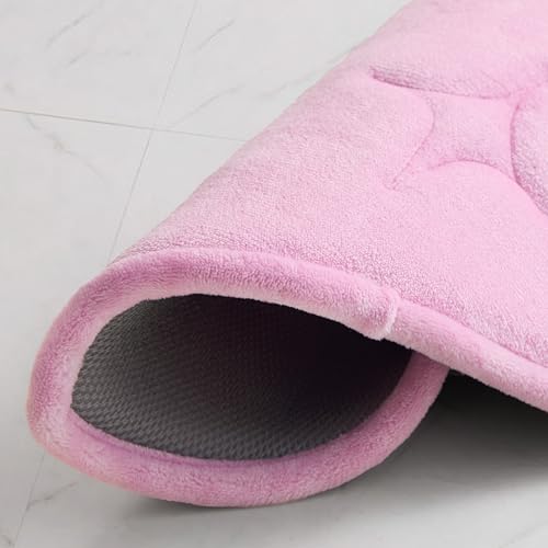 Juicy Couture Quilted Memory Foam Bath Mat, 24" x 26" Heart Shaped Pink Skid-Resistant Bath Rug - color: Shaped Heart Pink, size: 2' x 2'2" (Heart)