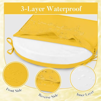 Basic Beyond Outdoor Cushions for Patio Furniture: Waterproof & UV Resistant Outdoor Chair Cushions Set of 4-19 x 19 x 3 Inch Thick Patio Chair Cushions with Adjustable Ties & Handle, Yellow - color: Yellow