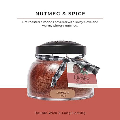 A Cheerful Giver - Nutmeg & Spice - 22oz Mama Scented Candle Jar with Lid - Keepers of The Light - 125 Hours of Burn Time, Gift for Women, Brown - size: 22 oz, style: Nutmeg & Spice