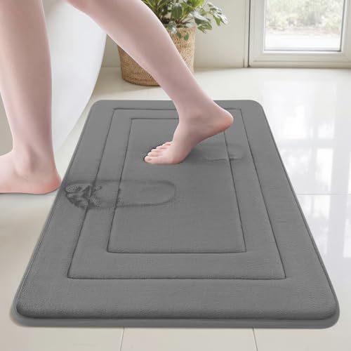 Cupic Cupid Super Soft Memory Foam Bath Mat, Deep Grey Bathroom Rugs, Non Slip Bath Mats for Bathroom Floor, Machine Washable Rugs for Shower & Tub, Quick Dry Bath Carpet for Decor, 24" x 16" - color: Deep Grey, size: 1'4" x 2' (16" x 24")