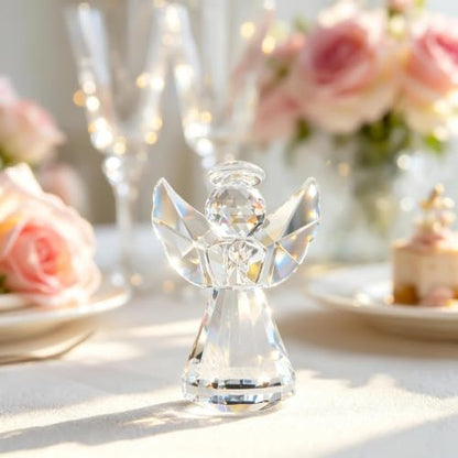 3'' Crystal Guardian Angel Figurine Gift For Women Christmas Angel Statue | Clear,Crystal Figurines Collectibles,Glass Angel Ornaments For Whimsical Home Decor Memorial Gift - style: Clear Angel