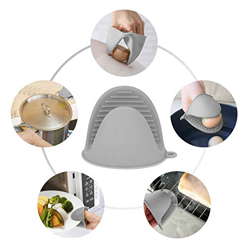 tifanso 1 Pair Heat Resistant Silicone Oven Mitts & Pot Holders for Cooking | Mini Non-Slip Pinch Grip, Food Grade Silicone, Ideal for Air Fryer Baking & Grilling, Easy to Clean & Durable - color: Gray