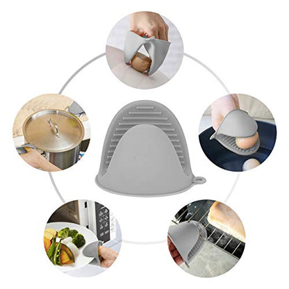 tifanso 1 Pair Heat Resistant Silicone Oven Mitts & Pot Holders for Cooking | Mini Non-Slip Pinch Grip, Food Grade Silicone, Ideal for Air Fryer Baking & Grilling, Easy to Clean & Durable - color: Gray