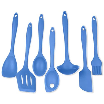 Chef Craft 7 Piece Blue Premium Silicone Kitchen Tool Set (42081) - color: Blue, size: 7 Piece Set