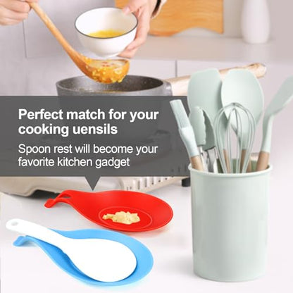 Silicone Spoon Rest for Stove Top, Spoon Holder for Stove, Silicone Spoons Rest for Kitchen Counter, Heat Resistant - color: Red green blue