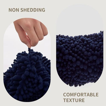 Toilet Rugs U-Shaped Mat 24x24, Contour Bathroom Mat - Ultra Soft & Absorbent Chenille, Quick-Dry, Machine Washable with Non Slip Barrier Backing, Navy Blue - color: Navy, size: 24" X 24"(Toilet Rug)