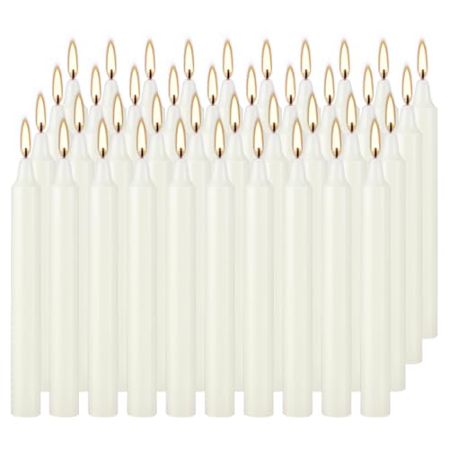 4 Inch Tall 40 Pack Ivory Candles Mini Unscented Taper Candles for Christmas,Household, Wedding, Rituals, Prayer, Birthdays, Meditation, Altar,Party and Home Décor Candlesticks - color: 40 Ivory