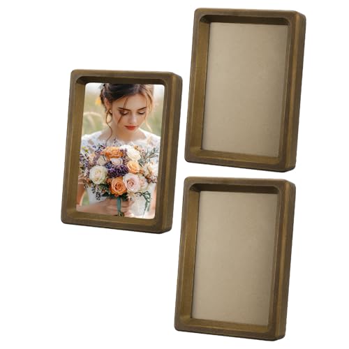 uxcell 4 x 6inch Natural Wood Photo Frames, 3pcs Mini Wooden Finish Picture Frame Tabletop Photo Frame with Mat for Desktop Display Wall Mounting, Walnut color - color: Walnut color, size: 4 x 6inch