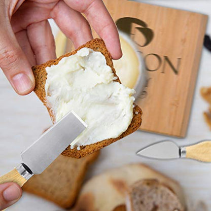 My Personal Memories Customized Engraved Cheese Board Tray and Knife Tools Set - Custom Monogrammed (Bamboo - Name Initial Style)