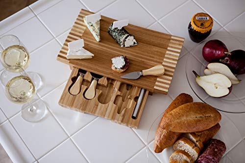 TOSCANA - a Picnic Time brand Concavo Cheese Board and Knife Set, Charcuterie Board Set, Wood Cutting Board, (Bamboo)