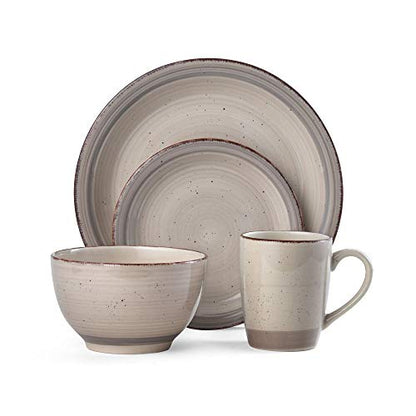 Pfaltzgraff Sadie 16-Piece Cream Dinnerware Set, Service for 4, Durable Stoneware Plates and Bowls with Classic Design, Microwave and Dishwasher Safe - color: Cream