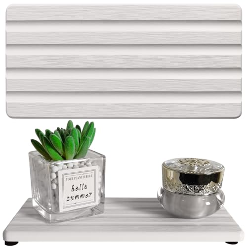 Diatomite Soap Dish Holder Water Absorbing Stone Tray Bathroom Countertop | 2PCS, 9.5" x 4.7", Fast Drying, Kitchen Sink Organizer, Vanity Tray, Diatomaceous Earth Coaster, Sponge Holder, Sink Caddy - color: White, size: 9.5" x 4.7" (24 x 12cm)