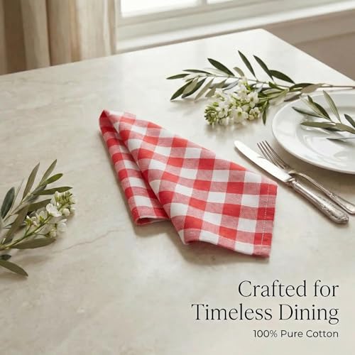 Urban Villa Cloth Napkins Cotton 12x12 (Set of 12) Red - color: 015 Red/White, size: 20" x 20" (Set of 12)