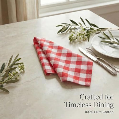 Urban Villa Cloth Napkins Cotton 12x12 (Set of 12) Red - color: 015 Red/White, size: 20" x 20" (Set of 12)