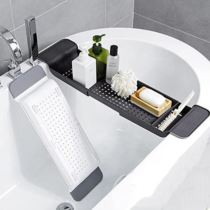 Expandable Drain Bath Shelf Caddy Tray, Multifunctional Plastic Bathtub Tray Bathroom Organizer Simple Stylish Bathtub Storage Rack for Candle Towel, Book, Wine, Phone, Shower - color: White - 1pcs