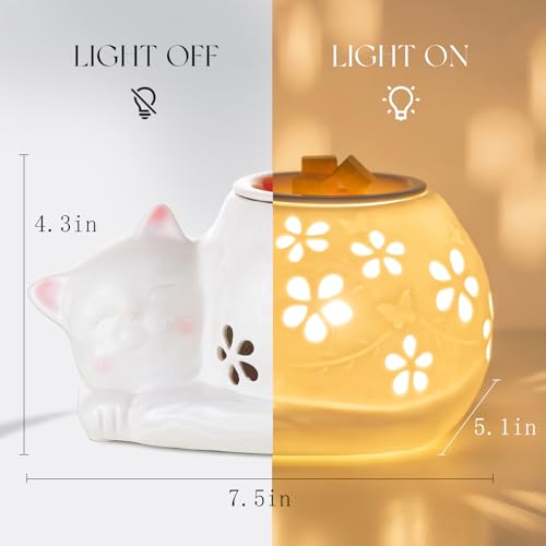 Wax Melt Warmer Cat, Electric Wax Burner | with 2 Bulbs, Cute Decor for Home, Bedroom, Birthday Gifts for Women, Mom