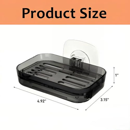 Soap Dish for Shower Clear Gray Soap Holder with Strong Adhesive 1PC | No drilling self-draining design pull-out drip tray perfect for rv bathrooms & kitchens—keeps soap dry mess-free easy clean - color: Clear Gray