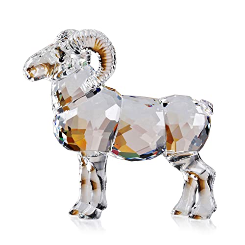 Realistic Animal Crystal Goat Art Figurine Collection Table top Ornament Statue Home Decor (White) - color: White