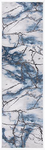 SAFAVIEH Craft Collection Runner Rug - 2'3" x 6', Grey & Blue, Modern Abstract Design, Non-Shedding & Easy Care, Ideal for High Traffic Areas in Living Room, Bedroom (CFT877L) - color: Grey/Blue, size: 2'3" x 6' (Runner)
