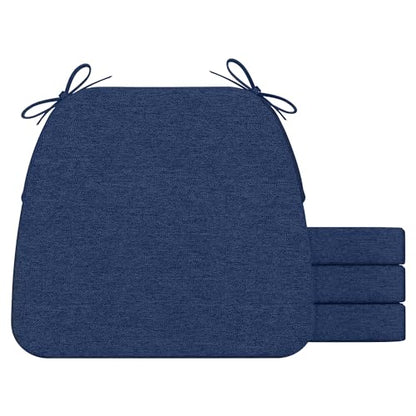 AAAAAcessories D-Shaped Chair Cushions, 2" Thick Dining Chair Pads with Ties and Removable, Machine-Washable Cover, 17" x 16", Set of 4, Blue - color: Blue, size: 4 Count(Pack of 1)