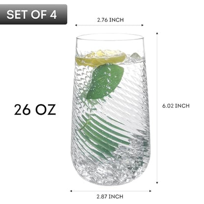 Lily's Home 26oz Plastic Drinking Tumblers - Set of 4 BPA-Free Plastic Drinking Glasses for Indoor/Outdoor - Durable Cups for Kitchen, Parties, Barbecues -Reusable Tumblers for Water, Juice, Cocktails - size: 26 Ounces (Tumbler)