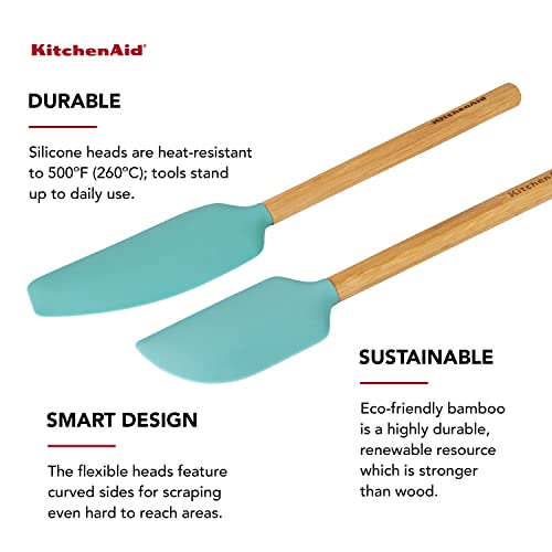 KitchenAid Bamboo Spatula Set, 2-Piece, Aqua Sky (Pack of 12) - color: Aqua Sky 2
