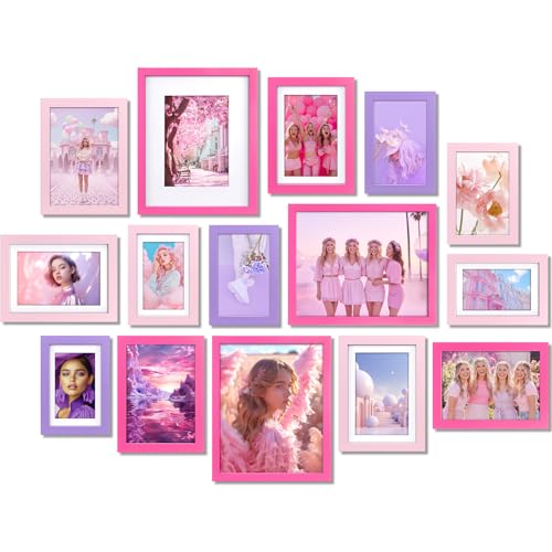 15 Pack Collage Picture Frames Wall Decor Gallery Wall Picture Frame Set for Mounting or Tabletop Display, Multi Sizes with Three 8x10, Six 5x7, Six 4x6