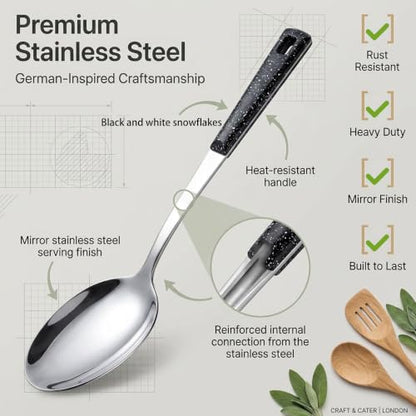 Stainless Steel Metal Serving Utensils Set | of Serving Spoons,Slotted Spoons,and Serving Tongs,serving fork,cake server,for Buffet,Soup,Rice,Commercial & Home Kitchen - color: 10 pack Serving Sets
