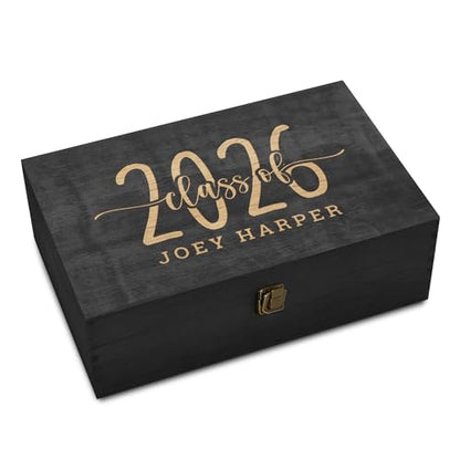 Personalized Graduation Keepsake Box 2026 Custom Engraved Wooden Memory Box High School College Graduates Cap and Gown Storage Boxes - Graduation Gifts -for Him Her - style: 4. Graduation Designs