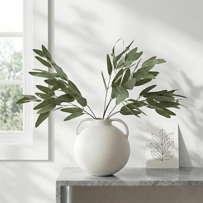 ANNIE&PANDA 3 Pack Faux Artificial Eucalyptus Stems with Faux Seeds 31'' Tall Fake Plants Leaves Olive Tree Branches Faux Greenery Stems for Bridal Wedding Bouquet Vase Table Centerpiece Decor