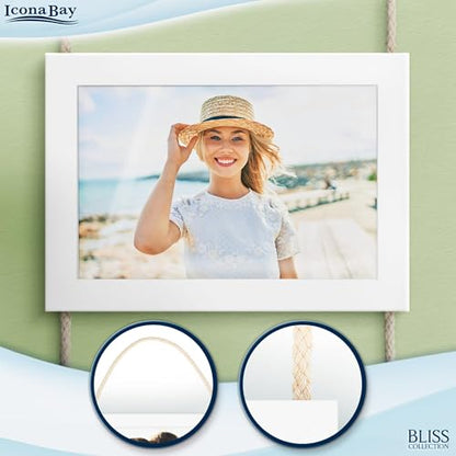 4x6 Wall Hanging Picture Frames Collage with 4 Openings - Winter White - Casual Style Engineered Wood Frames - Wall Mount Only - Bliss Collection - color: Winter White, size: 4x6
