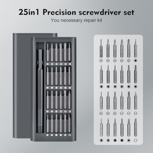 25-in-1 Mini Precision Screwdriver Set Stocking Stuffers for Men | Small Torx Bit Tool Set for Men,Magnetic Torque Repair Tool Kit for Electronics Macbook Watch Eyeglass Ring Doorbell