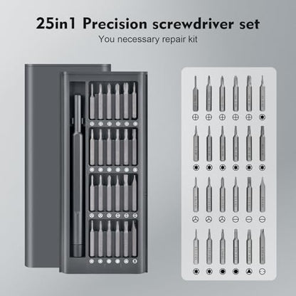 25-in-1 Mini Precision Screwdriver Set Stocking Stuffers for Men | Small Torx Bit Tool Set for Men,Magnetic Torque Repair Tool Kit for Electronics Macbook Watch Eyeglass Ring Doorbell
