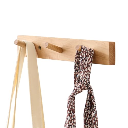 Hickory Wood Coat Rack Wall Mount, 12 Inch Coat Hook Hanger Wooden Wall Coat Rack with 3 Hooks for Purse Clothes Towels Hats in Entryway Bedroom Bathroom, Natural - size: 12 Inch