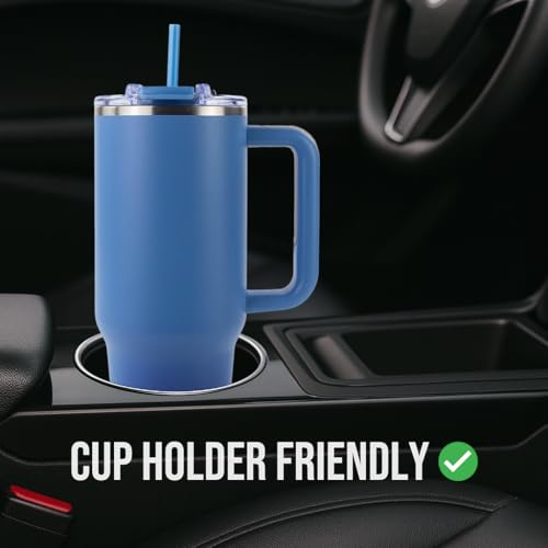 Hogg Big Swig 40oz Tumbler with Handle and Straw - Steel Blue, 40 oz Tumbler, Insulated Cup with Handle, 40oz Water Bottle with Straw, Thermal Cups, Leak Proof Lid, Travel Mugs, Stainless Steel - color: Steel Blue
