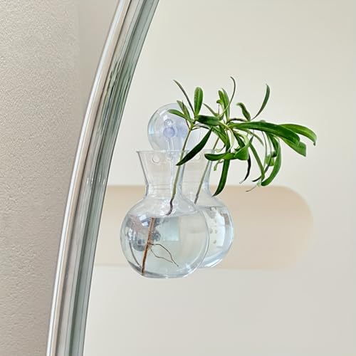 Suction Cup Plant Propagation Bulbs, Wall Hanging Plastic Terrarium Planter, Window Hydroponics Vase Tubes, Easy Install No Nails Plant Station for Home Bathroom Office Living Room Decor Plant Decor