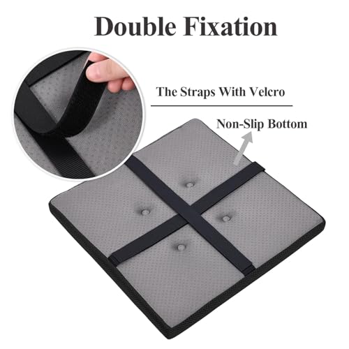 baibu 12 Inches Memory Foam Square Stool Cushions with Ties, Dual-Layer Design Breathable Square Chair Pads Seat Cushions with Non-Slip Bottom - One Pad Only (12", Black) - color: Pure Black, size: 12x12x1.5 Inch (Pack of 1)