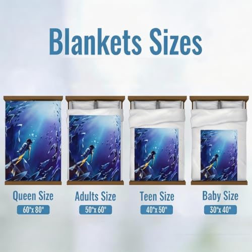 Deep Sea Diver Flannel Fleece Throw Blanket - Soft Cozy Lightweight Anti-Pilling for Couch Bed (DIVER-BLANKET-6050) - size: 60x50inch