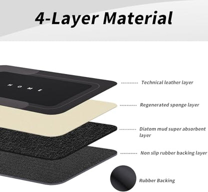 Housego Absorbent Bath Mat, Quick Dry Bath Rug, Non-Slip, 16.93x50 Inch, Black - color: Black, size: 1'5" x 4'2" (Rectangular)