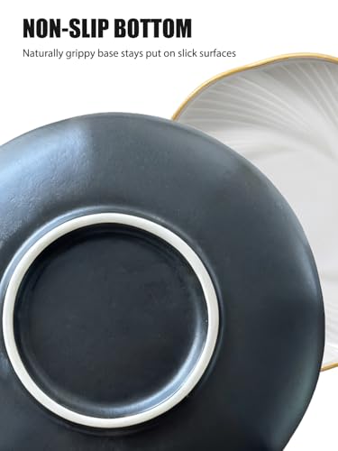 Black Ceramic Jewelry Tray with Gold Edge, 5 Inch Modern Trinket Dish for Rings & Earrings, Minimal Vanity Organizer - color: Black_round