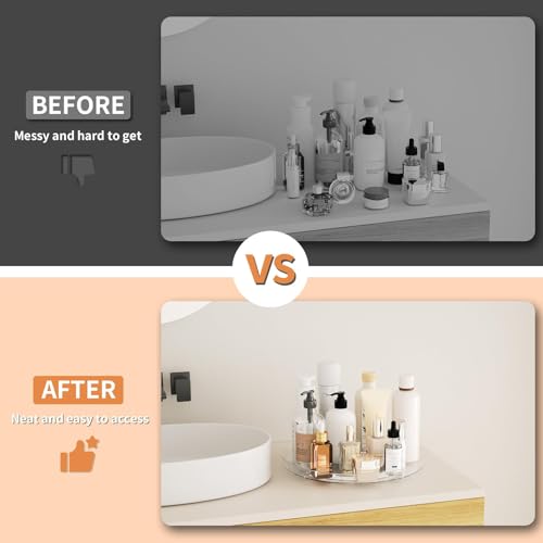 2 Pack Lazy Susan Organizer Turntable, Clear 9 Inch Rotating Organizer Tray for Cabinet Table Top, Round Non-Skid Refrigerator Lazy Susan, Kitchen Storage for Pantry Countertop Bathroom, Spice Rack - size: 9inch - 2 Pack