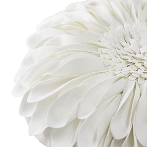 JWH 3D Flower Throw Pillow Covers Decorative Aesthetic Sunflower Accent Pillow Cases Handmade Pillowcase Round Cushion for Car Bedroom Bed Couch Chair with Insert 12 Inch White
