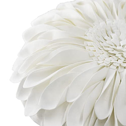 JWH 3D Flower Throw Pillow Covers Decorative Aesthetic Sunflower Accent Pillow Cases Handmade Pillowcase Round Cushion for Car Bedroom Bed Couch Chair with Insert 12 Inch White